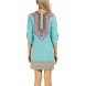Women Bohemian Neck Tie Vintage Printed Ethnic Style Summer Shift Dress