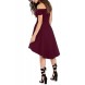 Womens Off The Shoulder Short Sleeve High Low Cocktail Skater Dress